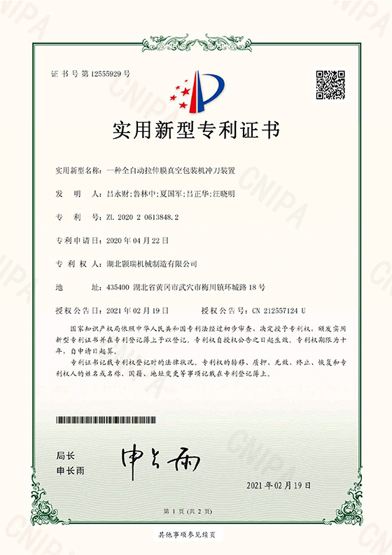 一种全自动拉伸膜真空包装机冲刀装置